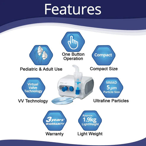 Omron Compressor Nebulizer For Child and Adult With Virtual Valve Technology NE-C28