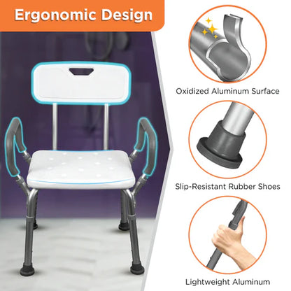 Vissco Comfort Shower Chair – PC 0980 | With Back & Armrest, Adjustable Height