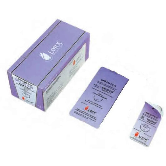 Lotus SOLUS 910 Suture -Vicryl Type- USP 2-0-45 cm-1/2 Circle Taper Cut, 30mm Needle - LNW2511HK-910 - 12 Pcs