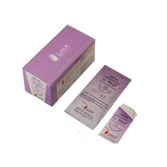 Lotus SOLUS Suture -Vicryl Type- USP 3-0-90 cm-1/2 Circle Round Bodied DoubleArmed 25 mm Needle - LNW2528DA - 12 Pcs