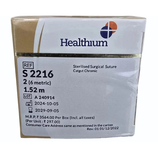 Sutures India Trugut Chromic Catgut USP 2, 1/2 Circle Round Body Mayo - SN 2216