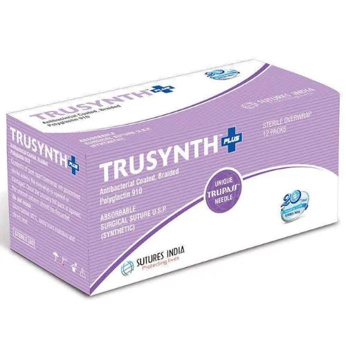 Trusynth Plus 12 Foils 1 USP 40mm 1/2 Circle Reverse Cutting Os Absorbable Surgical Suture Box, NTSP2421