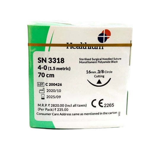 Sutures India Trulon USP 4-0, 3/8 Circle Cutting SN 3318 -12 Foils