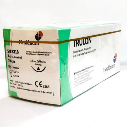Sutures India Trulon USP 4-0, 3/8 Circle Cutting SN 3318 -12 Foils