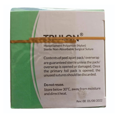 Sutures India Trulon USP 3-0, 3/8 Circle Reverse Cutting SN 3328