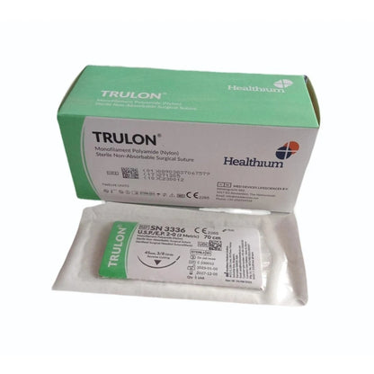 Sutures India Trulon USP 2-0, 3/8 Circle Reverse Cutting SN 3336