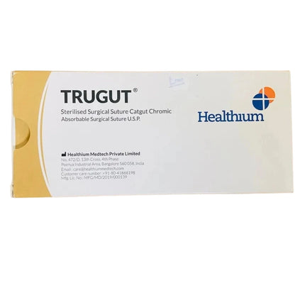 Sutures India Trugut Chromic Catgut USP 1, 1/2 Circle Round Body Mayo - SN 4227 -12 Foils