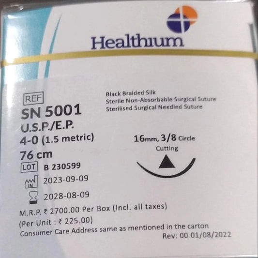 Sutures India Trusilk USP 4-0, 3/8 Circle Cutting SN 5001