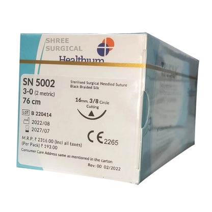 Sutures India Trusilk USP 3-0, 3/8 Circle Cutting SN 5002
