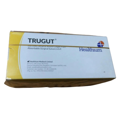 Sutures India Trugut Plain Catgut USP 2-0, 3/8 Circle Round Body - SN 5033
