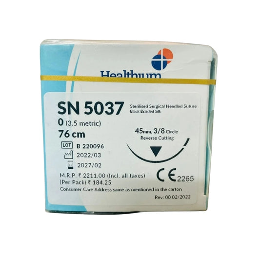 Sutures India Trusilk USP 0, 3/8 Circle Reverse Cutting SN 5037