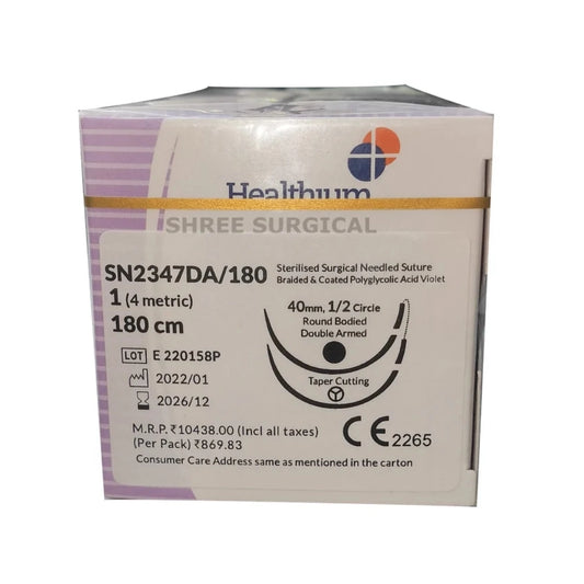 Sutures India Truglyde USP 1, 2 X 1/2 Circle Round Body Heavy - SN 2347 DA/180N