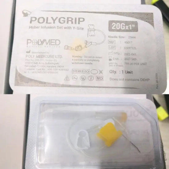 Buy Polygrip Huber Infusion Set with Y-Site Online | Polymed
