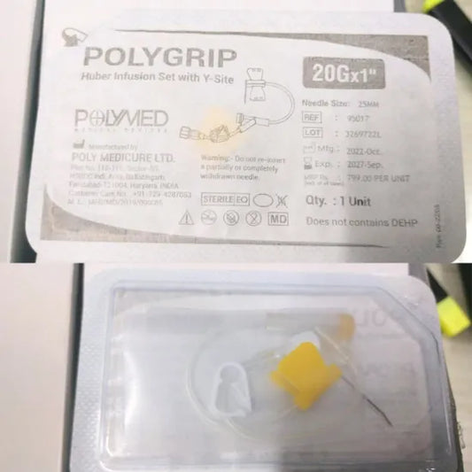 Buy Polygrip Huber Infusion Set with Y-Site Online | Polymed