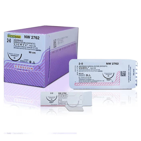 Vicryl Rapide Sutures USP 2-0, 1/2 Circle Tapercut NW2762ER