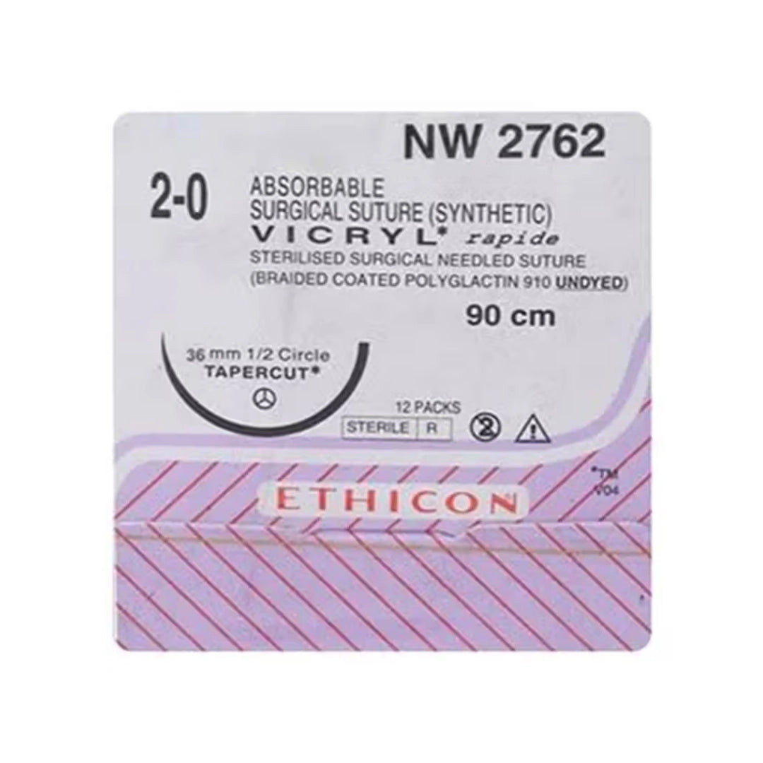 Vicryl Rapide Sutures USP 2-0, 1/2 Circle Tapercut NW2762ER