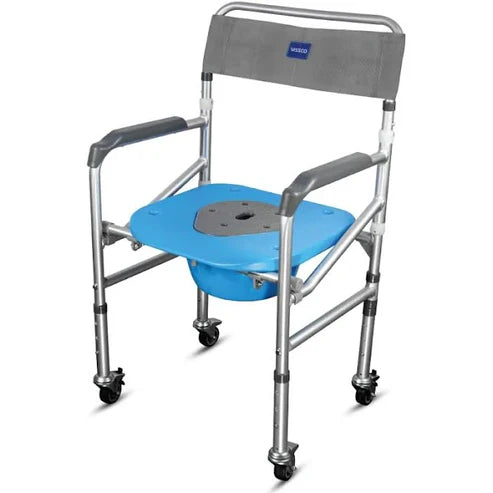 Vissco Comfort Folding Commode with Wheels (PC 0941C) – Portable & Movable Commode Chair