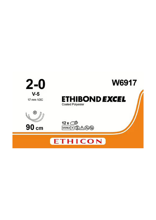 Ethicon Ethibond Sutures USP 2-0, 1/2 Circle Tapercut V-5 Double Needle - W6917