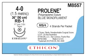 Ethicon Prolene Sutures USP 4-0, 1/2 Circle Round Body Double Needle W8557