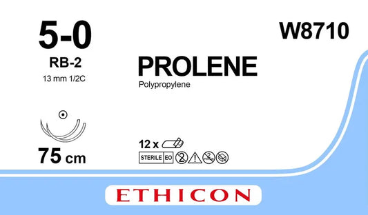 Prolene Sutures USP 5-0, 1/2 Circle Round Body Ethalloy Double W8710