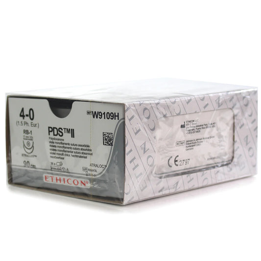 Ethicon PDS II Sutures USP 4-0, 1/2 Circle Round Body RB-1 Double Needle - W9109H