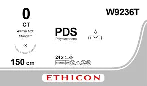 Ethicon PDS II Sutures USP 0, 1/2 Circle Round Body W9236T