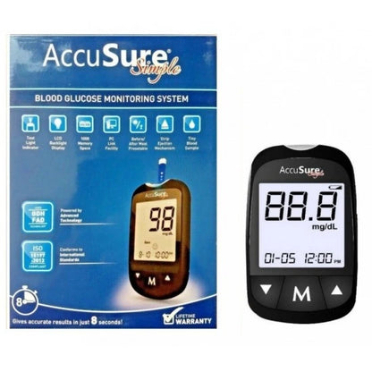 Accusure Simple Glucose Meter - With 25 Strips