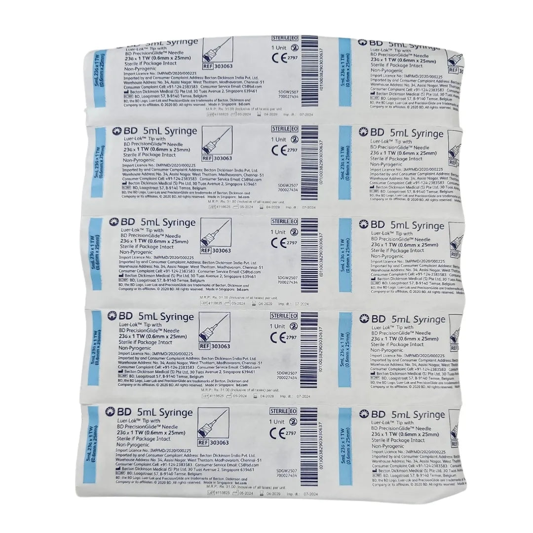 BD 5ml Syringe Luer Lok - 100 Units Pack | SurgiNatal