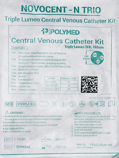 Polymed Triple Central Venous Catheter Kit