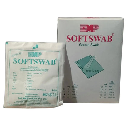 Datt Medi Softswab Sterile Gauze Swabs 10cmx10cm | 20 Packs of 5 pcs each-12ply