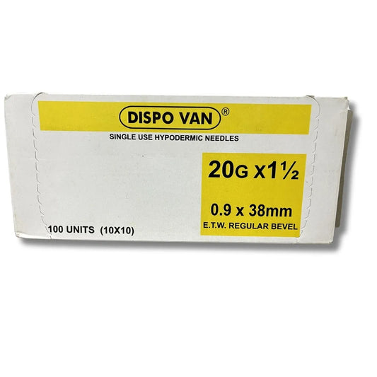 Dispo Van Hypodermic Needle - 20G*1.5 inch - 100 Units Pack | SurgiNatal