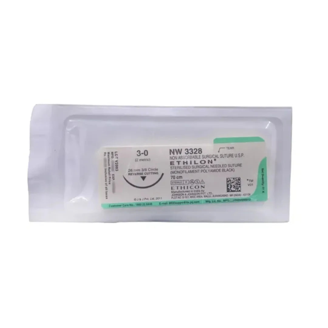 Ethicon Ethilon Sutures USP 3-0, 3/8 Circle Reverse Cutting - NW 3328P