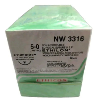 Ethicon Ethilon Sutures USP 5-0 NW 3316 Reverse Cutting, 12 Foils