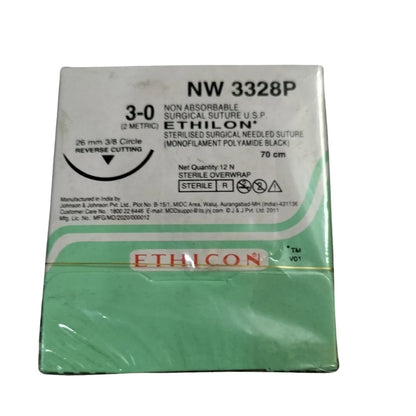 Ethicon Ethilon Sutures USP 3-0, 3/8 Circle Reverse Cutting - NW 3328