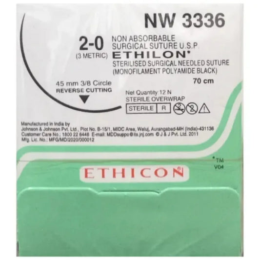 Ethicon Ethilon Sutures USP 2-0, 3/8 Circle Reverse Cutting - NW 3336