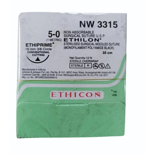 Ethicon Ethilon Sutures USP 5-0, 3/8 Circle Cutting Ethiprime - NW3315 -12 Foils
