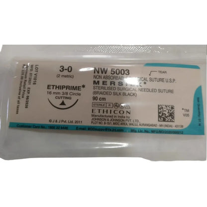Ethicon Mersilk Sutures USP 3-0, 3/8 Circle Cutting Ethiprime - NW5003 -12 Foils