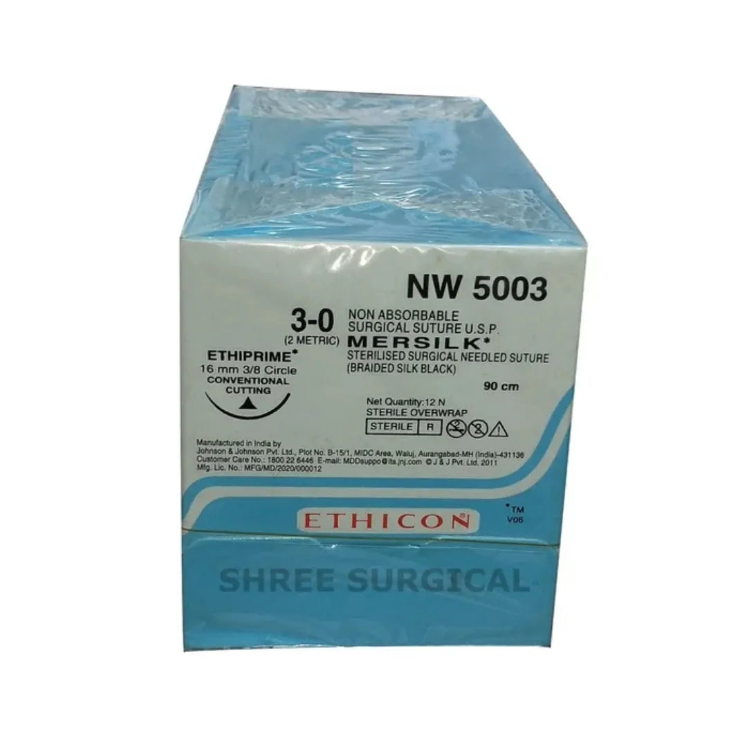 Ethicon Mersilk Sutures USP 3-0, 3/8 Circle Cutting Ethiprime - NW5003 -12 Foils