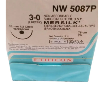 Ethicon Mersilk Sutures USP 3-0, 1/2 Circle Round Body - NW5087