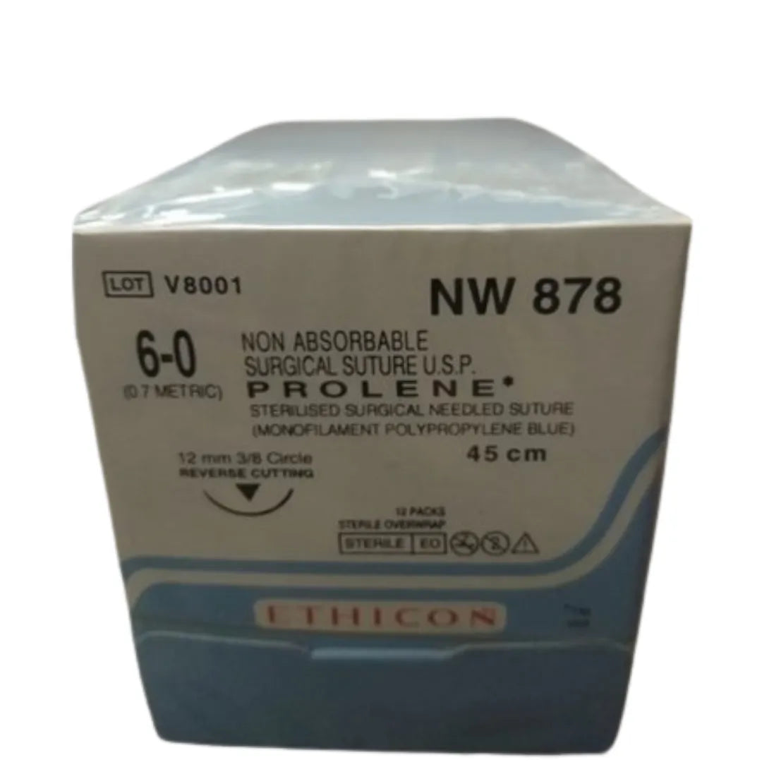 Ethicon Prolene Sutures USP 6-0, 3/8 Circle Reverse Cutting - NW878 -12 Foils