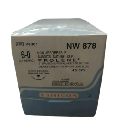 Ethicon Prolene Sutures USP 6-0, 3/8 Circle Reverse Cutting - NW878 -12 Foils