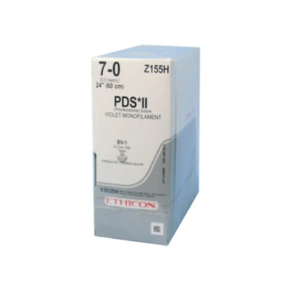 Ethicon PDS II Sutures USP 7-0, 3/8 Circle Taper Point BV-1 Double Needle - Z155H -12 Foils