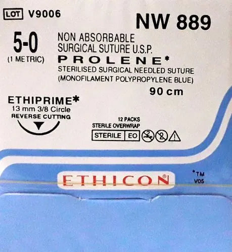 Prolene Sutures USP 5-0, 3/8 Circle Reverse Cutting Ethiprime - NW889