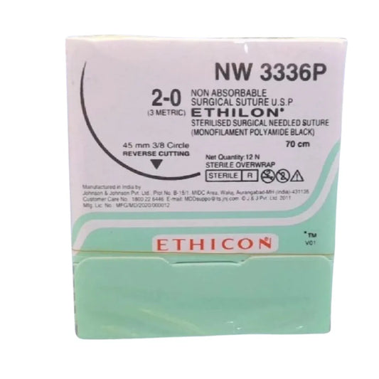 Ethicon Ethilon Sutures USP 2-0, 3/8 Circle Reverse Cutting - NW 3336P