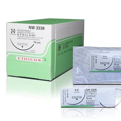 Ethicon Ethilon Sutures USP 2-0, 3/8 Circle Reverse Cutting - NW 3336P
