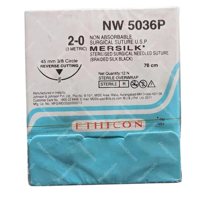 Ethicon Mersilk Sutures USP 2-0, 3/8 Circle Reverse Cutting - NW 5036P