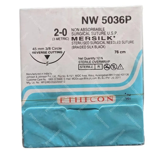 Ethicon Mersilk Sutures USP 2-0, 3/8 Circle Reverse Cutting - NW 5036P