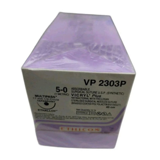 Ethicon Vicryl Plus Sutures USP 5-0, 1/2 Circle Oval Round Body - VP 2303P