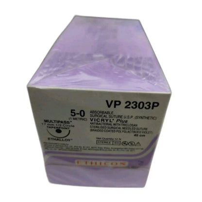 Ethicon Vicryl Plus Sutures USP 5-0, 1/2 Circle Oval Round Body - VP 2303P
