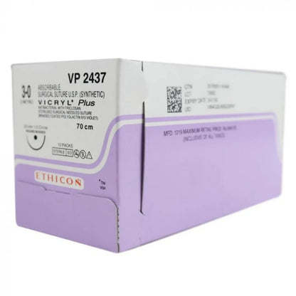 Ethicon Vicryl Plus Sutures USP 3-0, 1/2 Circle Round Body - VP2437P
